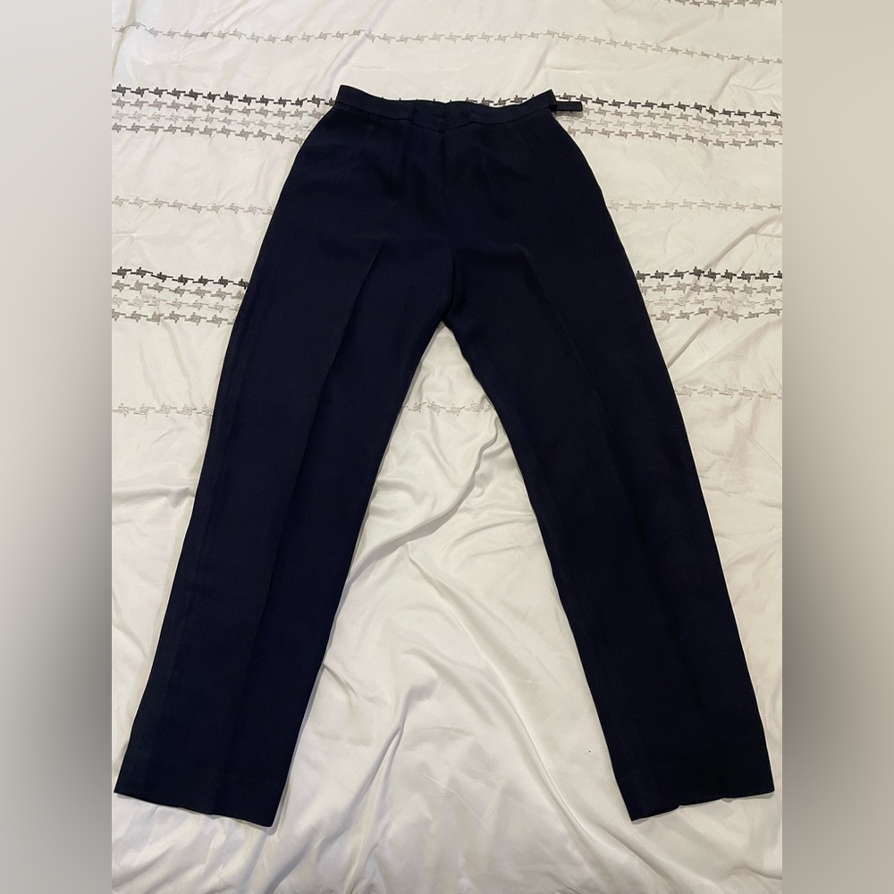 Dark navy lined side zip dress pants